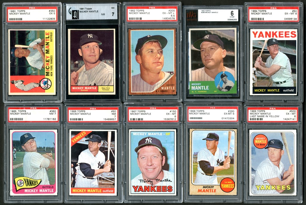 1960-69 Topps Mickey Mantle Graded Complete Run (10)
