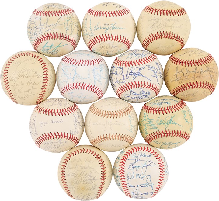 1970s-90s Team Signed Baseball Collection of Mostly Yankees & Mets (44)