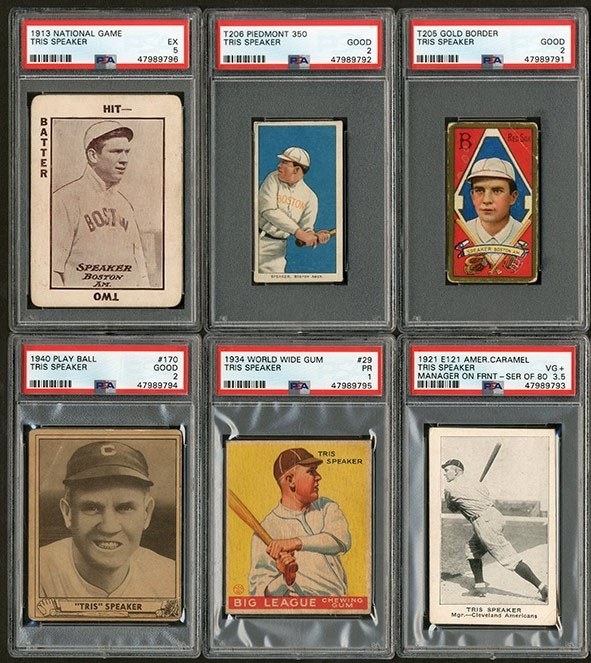 - 1909-40 Tris Speaker Baseball Card Collection (8)