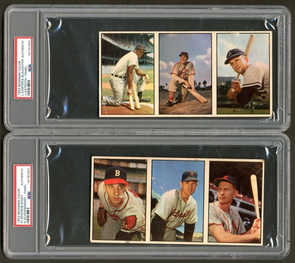 - 1953 Bowman Color PSA Graded Baseball Salesman Panel Collection (3)