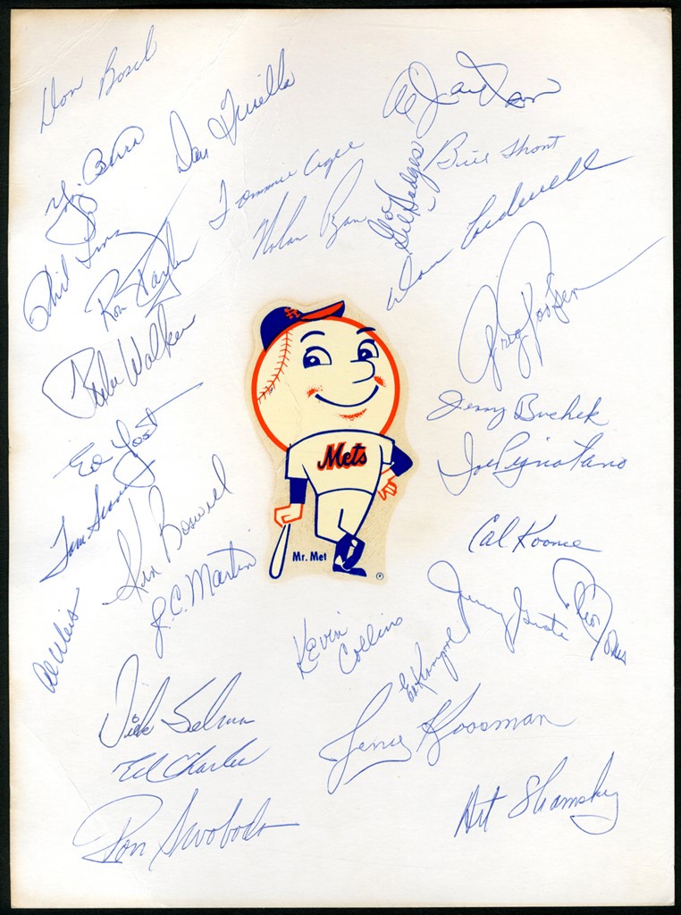 1968 New York Mets Team Signed Sheet w/Gil Hodges and Rookie Nolan Ryan (PSA)