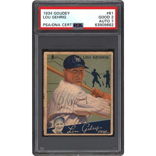 1934 Goudey Baseball #61 Lou Gehrig Signed Card