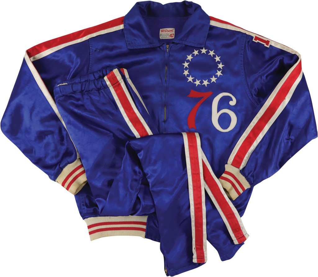 - 1967 Hal Greer Philadelphia 76ers Game Worn Warmup Suit (Photo-Matched to Image with Wilt Chamberlain)