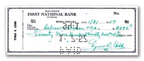 - 1957 Ty Cobb Signed Check