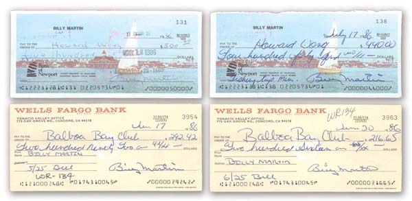 - 1986-87 Billy Martin Signed Check Collection (8)