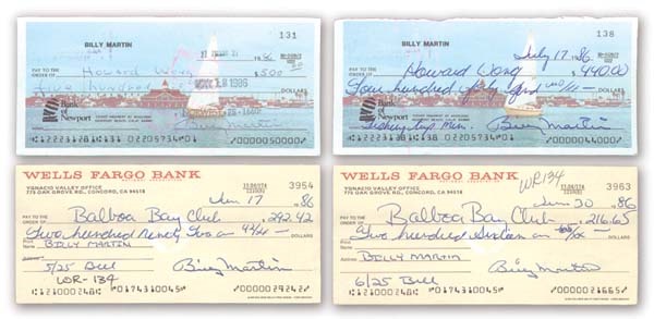 1986-87 Billy Martin Signed Check Collection (8)