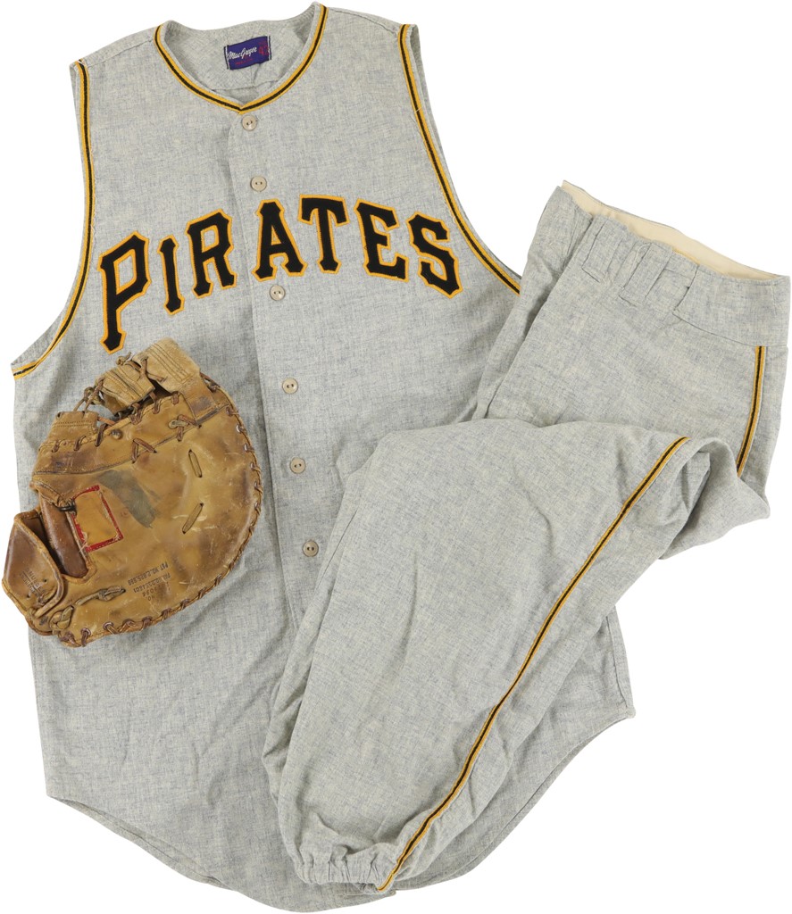 - 1960 "World Champion" Pittsburgh Pirates Rocky Nelson Game Worn Jersey & Glove