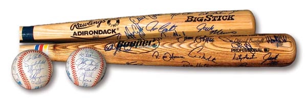 - 1992-93 Toronto Blue Jays Team Signed Baseballs & Bats