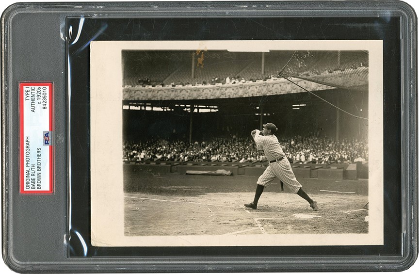 The Brown Brothers Collection - Babe Ruth Takes a Swing Photograph (PSA Type I)