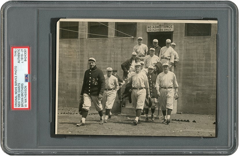 The Brown Brothers Collection - Christy Mathewson Leads His Giants Photograph (PSA Type I)