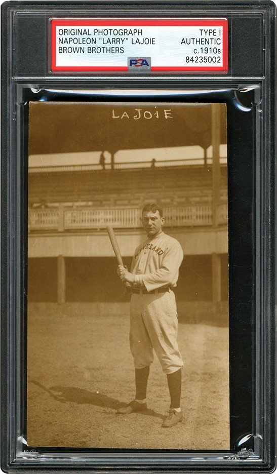 The Brown Brothers Collection - Napoleon Lajoie Posed Batting Photograph (PSA Type I)