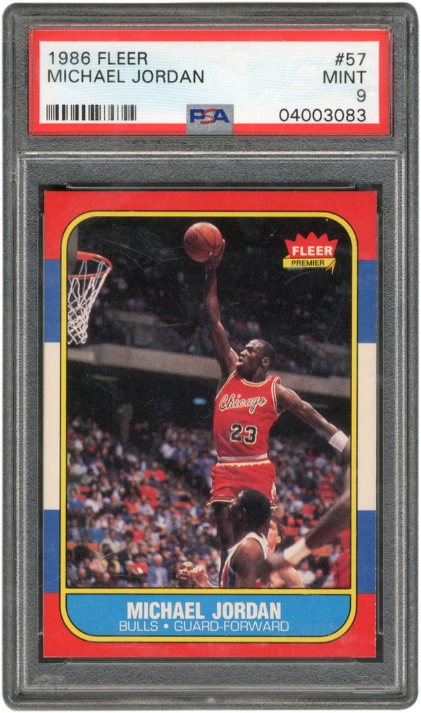 Basketball Cards - 1986 Fleer #57 Michael Jordan Rookie PSA MINT 9