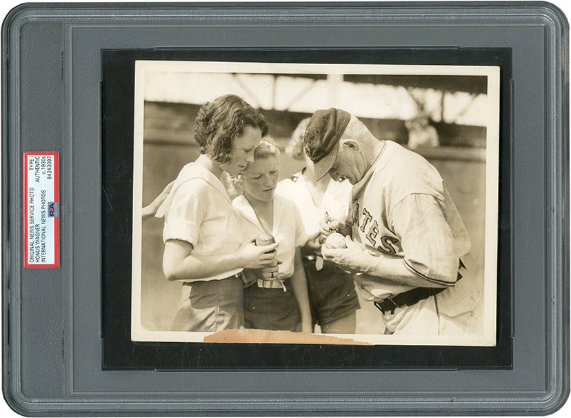 The Brown Brothers Collection - Honus Wagner Signs a Baseball Photograph (PSA Type I)
