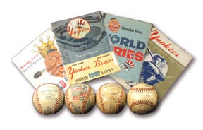 NY Yankees, Giants & Mets - 1930's-60's New York Yankees & Others Signed Baseballs (13) & World Series Programs (5)