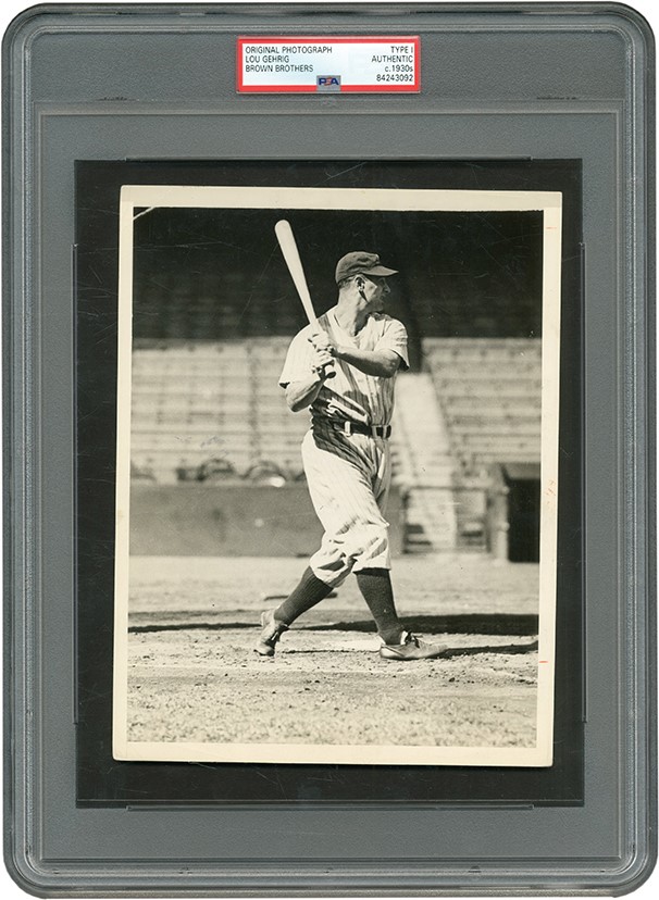 The Brown Brothers Collection - Lou Gehrig Batting Photograph (PSA Type I)
