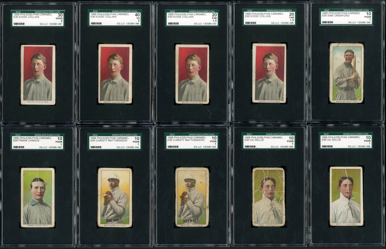 Generation "T" Collection - 1909 E95 Philadelphia Caramel SGC Graded Hall of Famer Collection w/Two Mathewson (10)