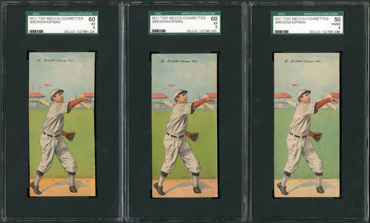 1911 T201 Mecca Double Folder Mordecai Brown/Solly Hofman SGC Graded Collection (14)