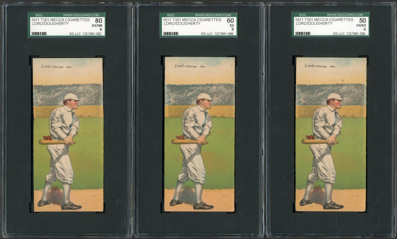 Generation "T" Collection - 1911 T201 Mecca Double Folder Harry Lord/Patsy Dougherty SGC Graded Collection (6)