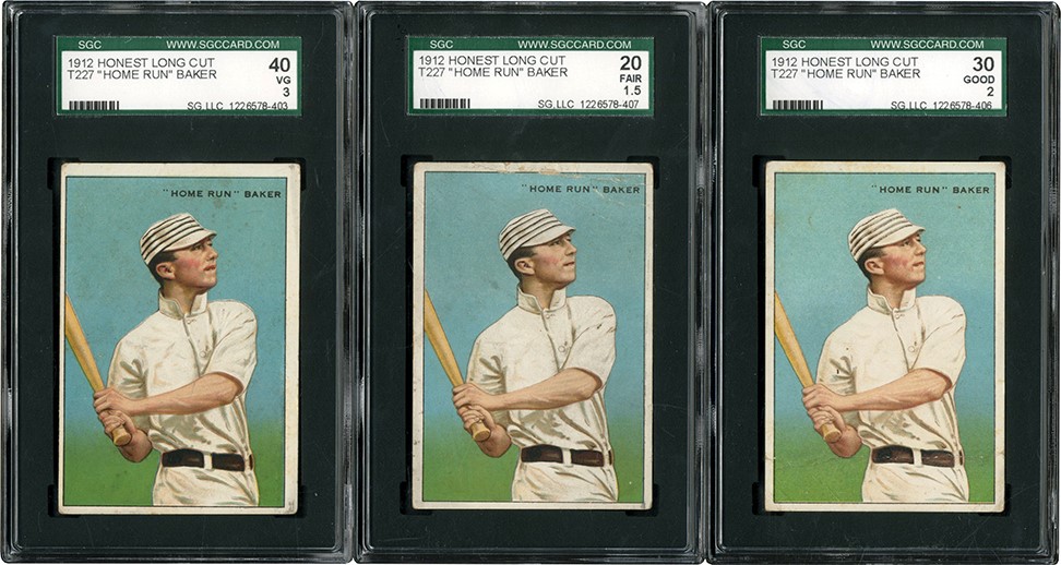 Generation "T" Collection - 1912 T227 Series of Champions Frank "Home Run" Baker SGC Graded Trio