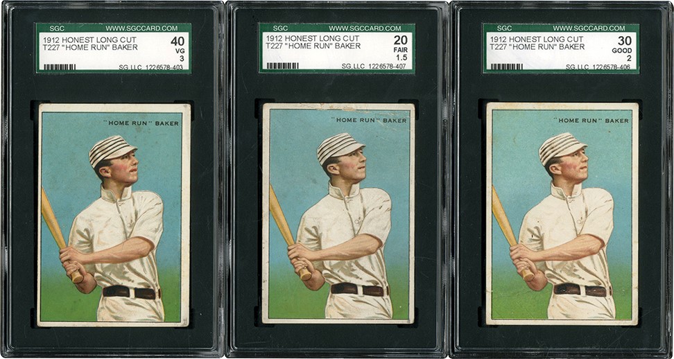 - 1912 T227 Series of Champions Frank "Home Run" Baker SGC Graded Trio