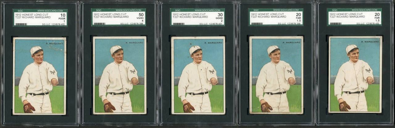Generation "T" Collection - 1912 T227 Series of Champions Rube Marquard SGC Graded Collection (5)