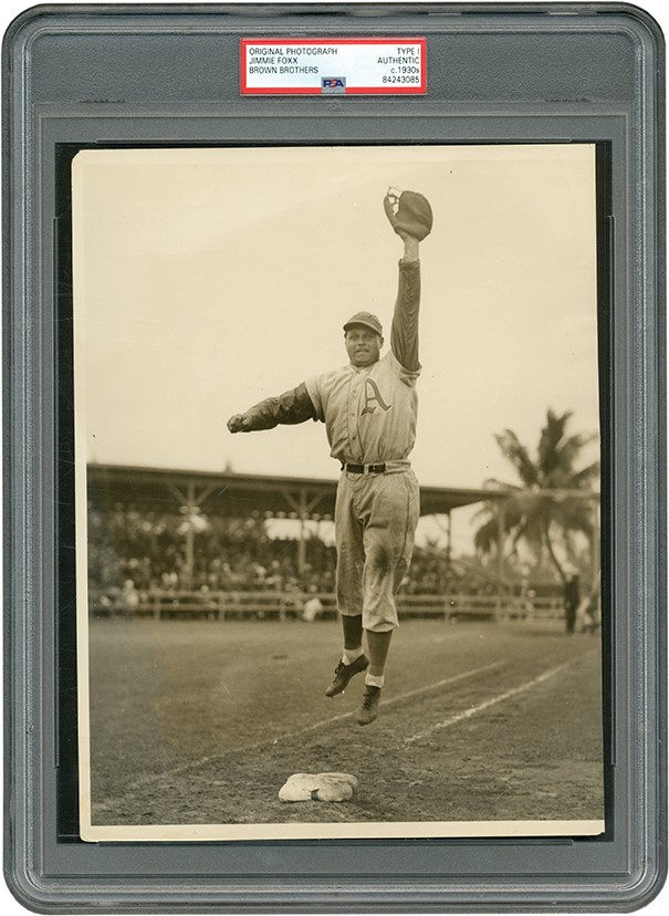 - Jimmie Foxx Leaping Off First Base Photograph (PSA Type I)