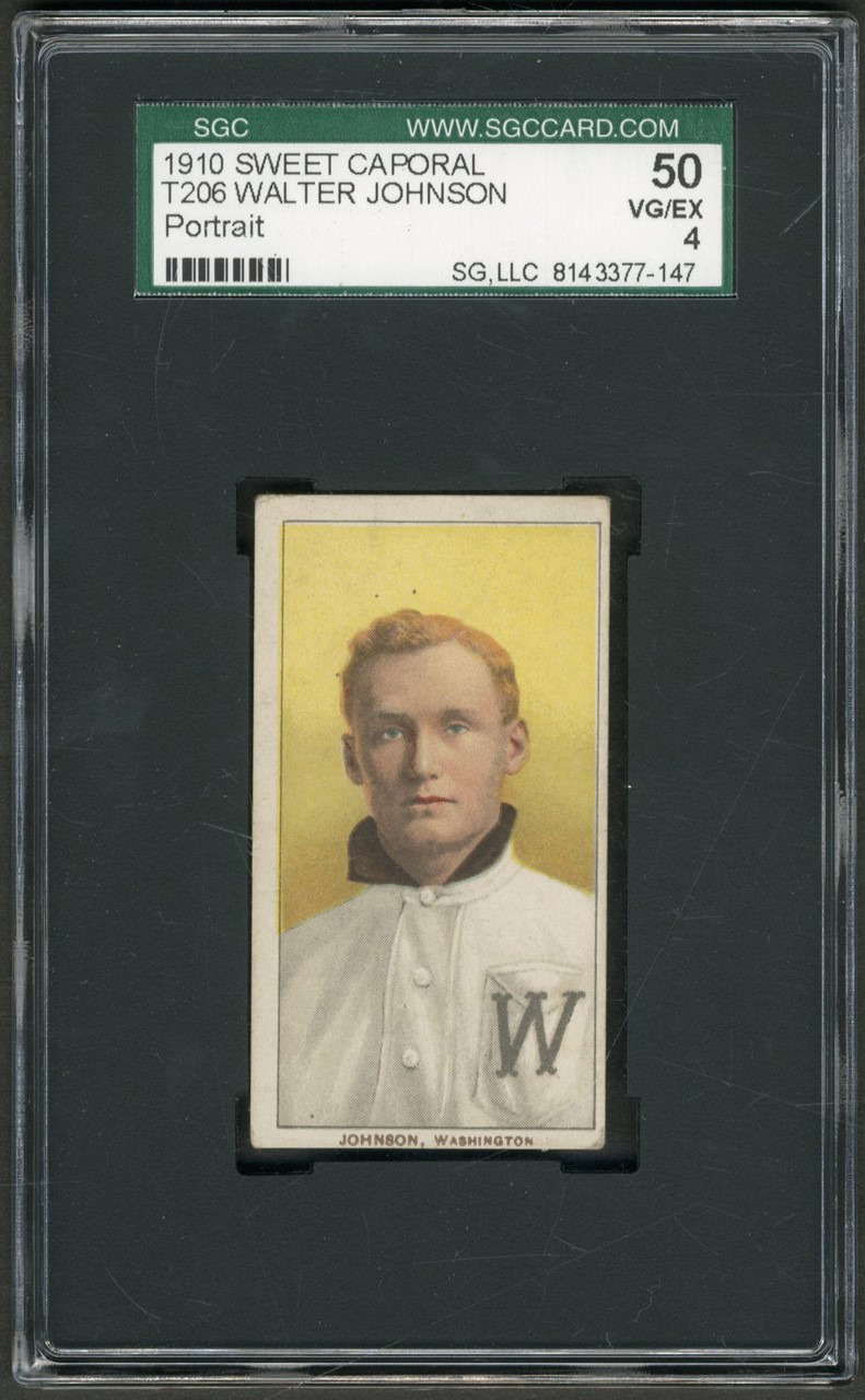 1910 T206 Sweet Caporal Walter Johnson Portrait SGC VG-EX 4