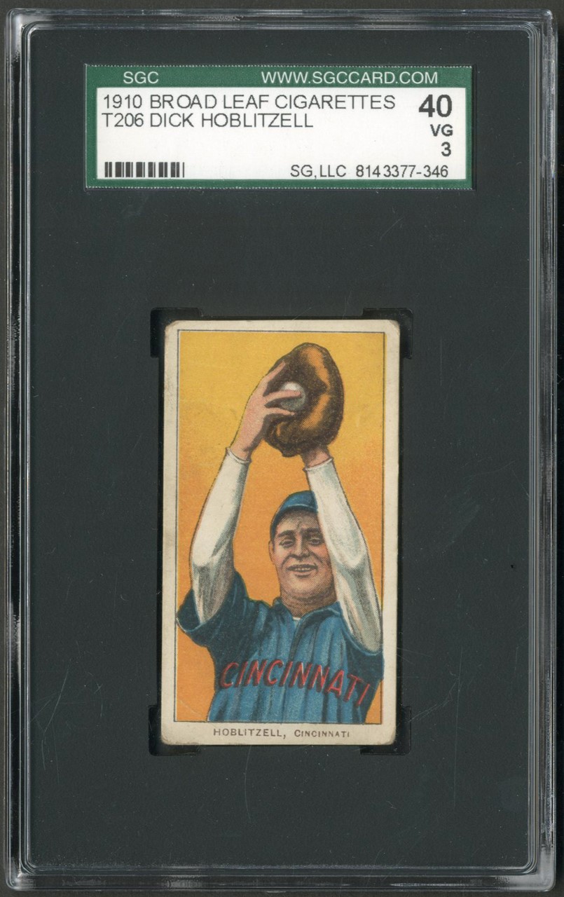 Generation "T" Collection - 1910 T206 Broad Leaf Cigarettes Dick Hoblitzell Card - Only SGC Graded Example! SGC VG 3