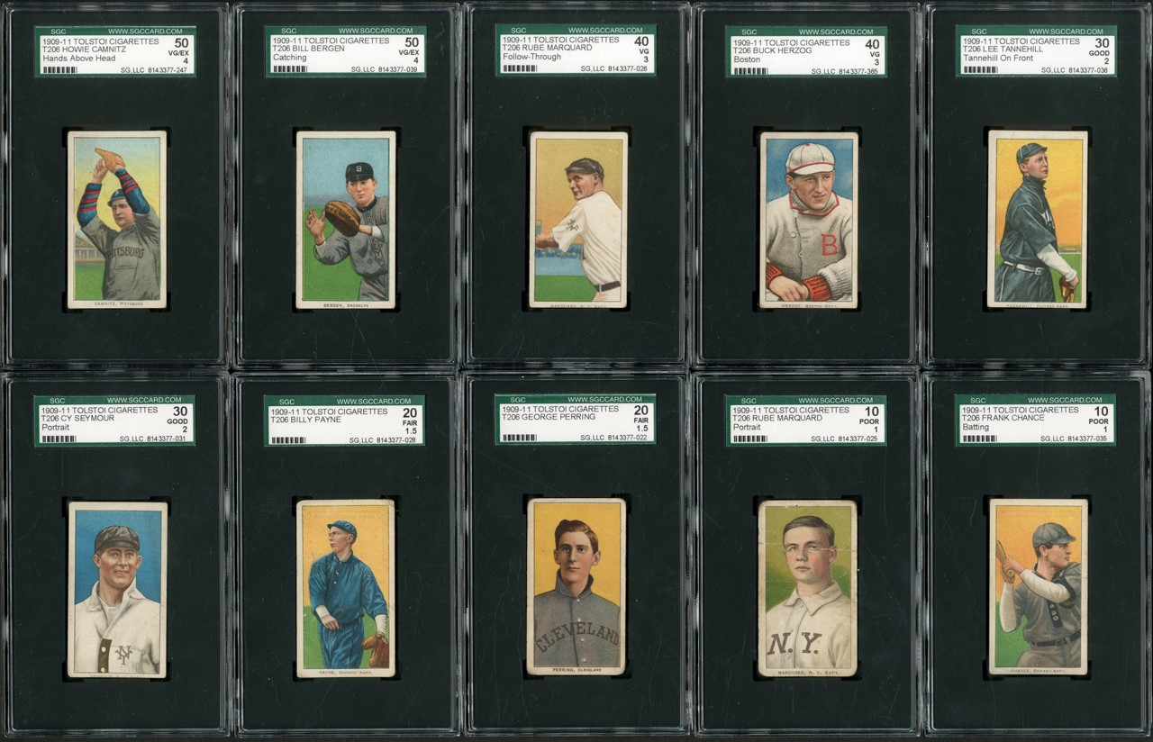 - 1909-11 T206 Tolstoi SGC Graded Collection with Hall of Famers (32)