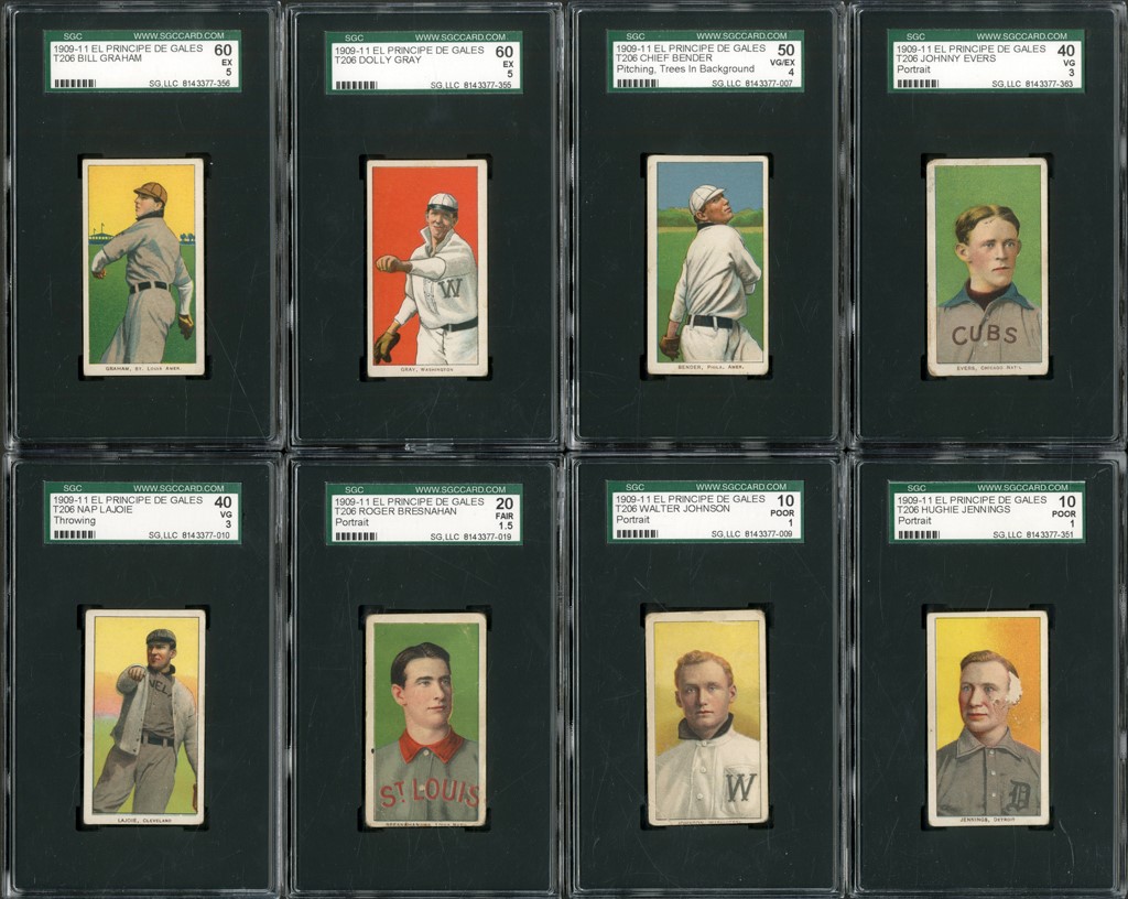 - 1909-1911 T206 El Principe De Gales SGC Graded Collection with Walter Johnson (42)