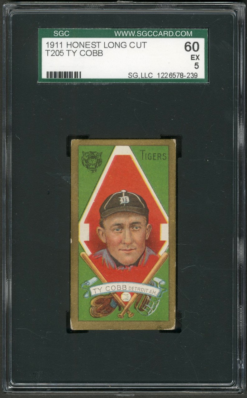 1911 T205 Gold Border Ty Cobb Honest Long Cut Card SGC EX 5