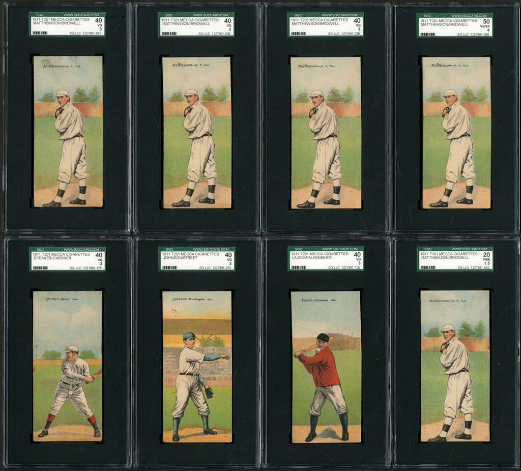 - 1911 T201 Mecca Double Folder Hall of Famers SGC Graded Collection (16)