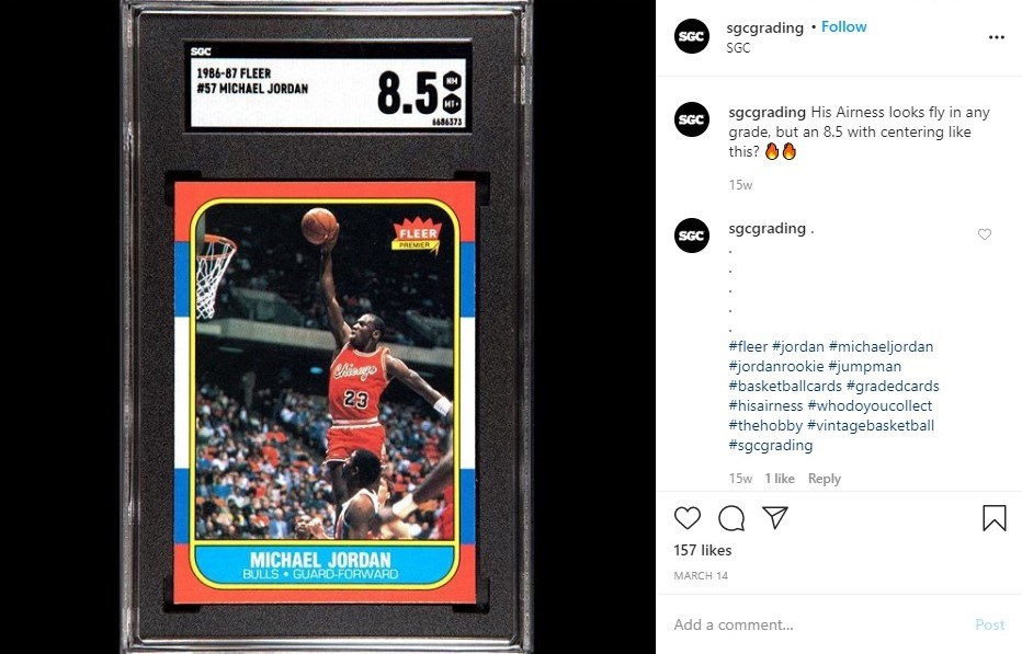 1986 Fleer #57 Michael Jordan Rookie with Beautiful Centering - Featured by SGC! (SGC NM-MT+ 8.5)