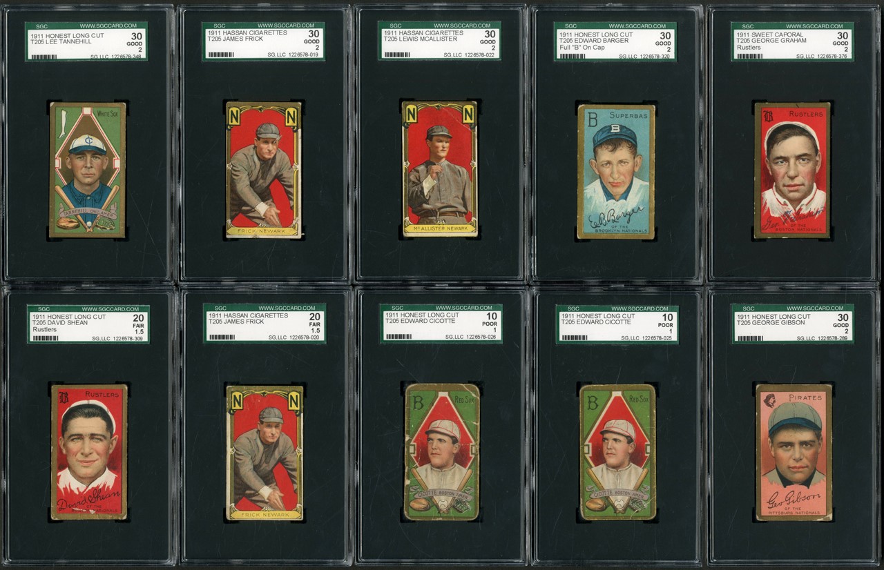 - 1911 T205 Honest Long Cut & Sweet Caporal SGC Graded Collection (97)