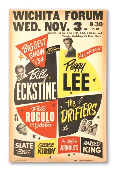 1954 The Drifters Biggest Show Cardboard Concert Poster