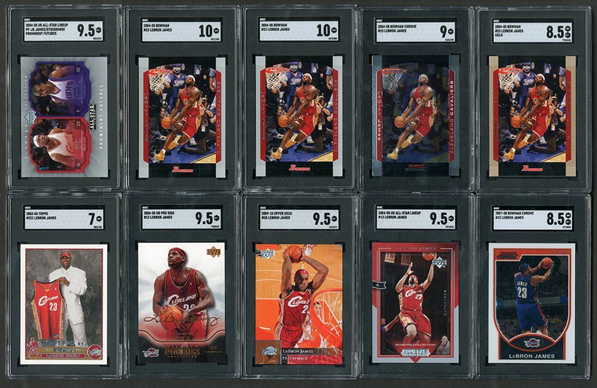 Basketball Cards - 2003-2010 LeBron James SGC Graded Collection with Two GEM MINT 10s (10)
