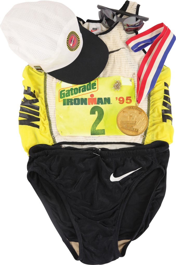 - 1995 Mark Allen Ironman Triathlon Worn Complete Outfit and Gold Medal - Allen's Sixth and Final Title (Photo-Matched)