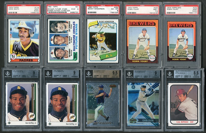 Baseball and Trading Cards - Baseball Hall of Famers and Stars PSA & BGS Graded Collection with Rookies (65)
