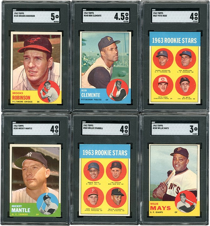 Baseball and Trading Cards - 1963 Topps Baseball Near-Complete Set (574/576) with SGC Graded