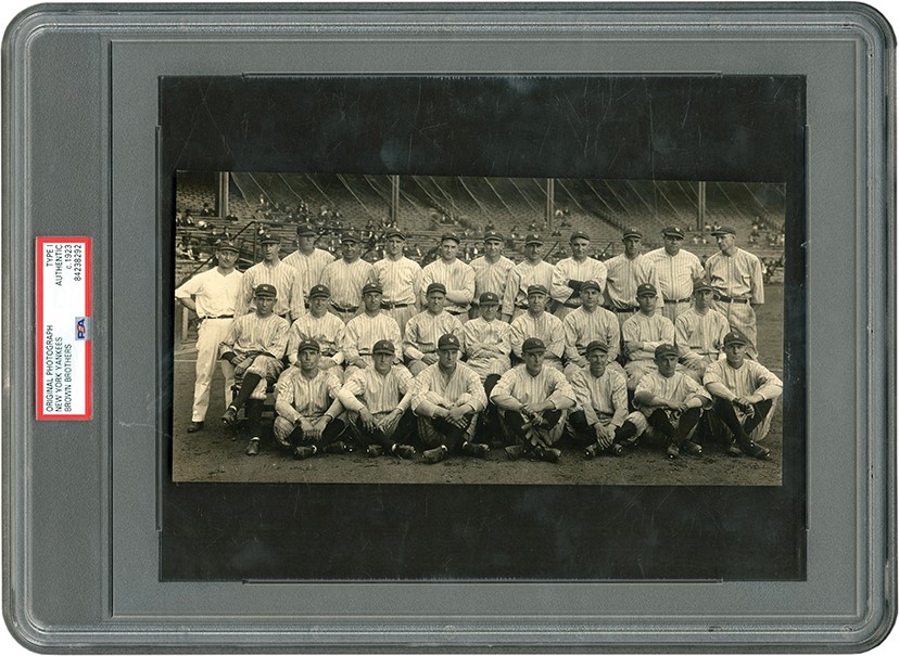 - 1923 New York Yankees Team Photograph w/Ruth & Gehrig (PSA Type I)