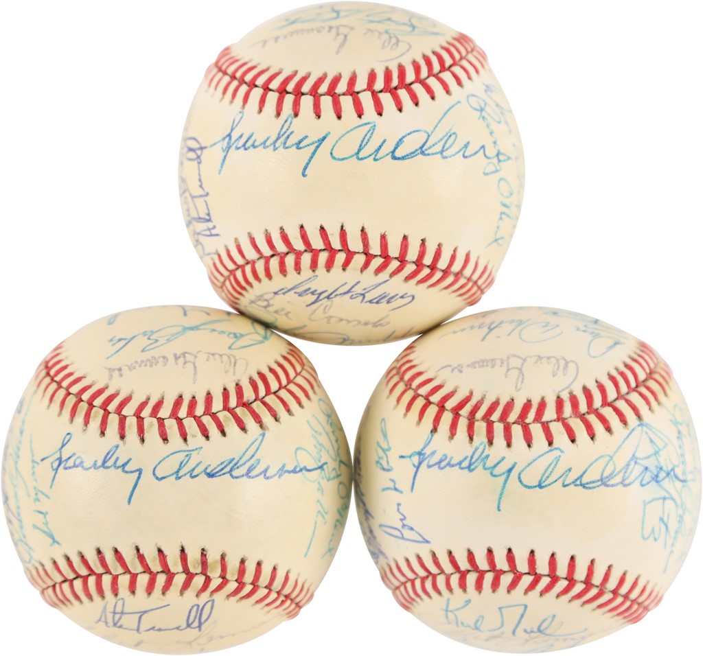 Ty Cobb and Detroit Tigers - Three 1984 World Champion Detroit Tigers Team Signed Baseballs