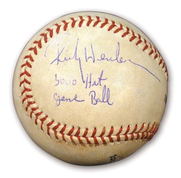Game Used Baseballs - 2001 Rickey Henderson Game Used Baseball from 3,000 Hit Game