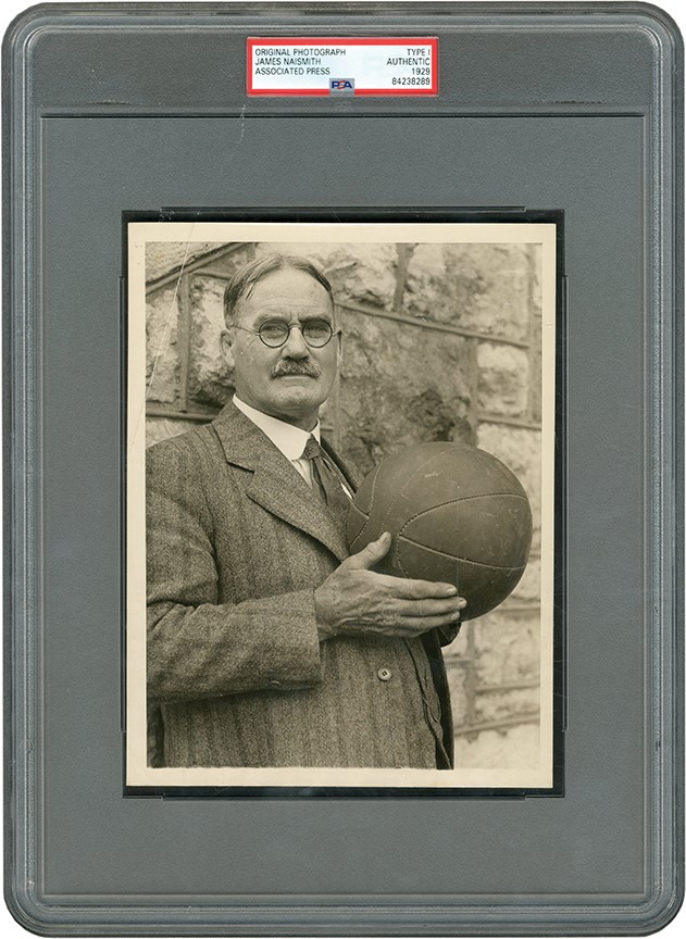 The Brown Brothers Collection - James Naismith w/Basketball Photograph (PSA Type I)