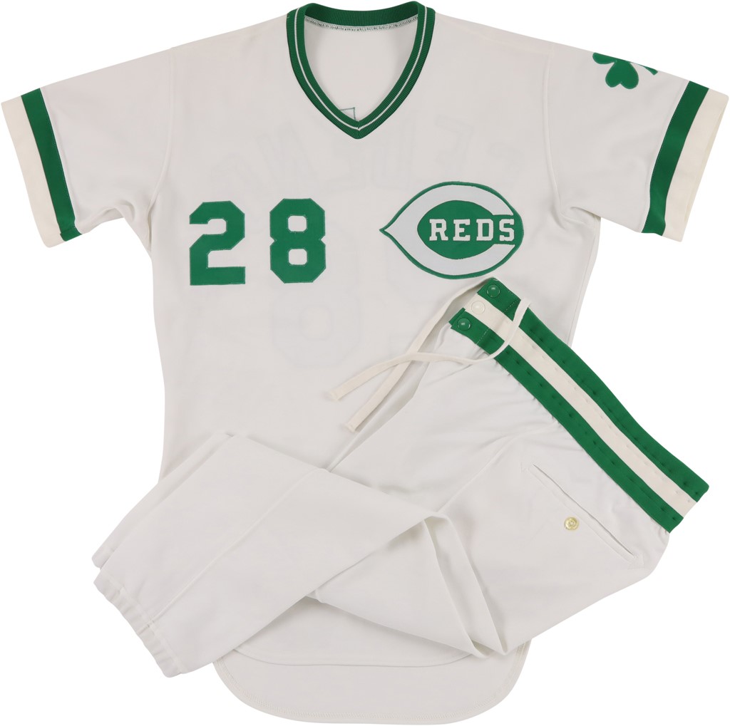 - 1982 Cesar Cedeno Cincinnati Reds St. Patrick's Day Game Worn Uniform