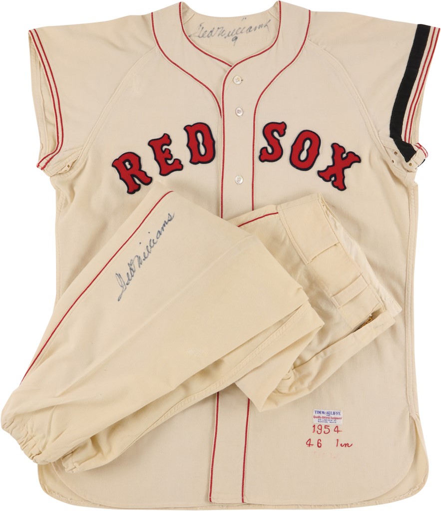 Boston Sports - 1954-55 Ted Williams Boston Red Sox Signed Game Worn Uniform with Harry Agganis Memorial Armband - Displayed in Boston's "The Sports Museum" (MEARS A10)