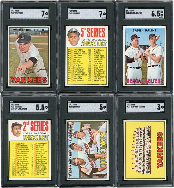 Baseball and Trading Cards - 1967 Topps Baseball Near-Complete Set (605/609) with SGC Graded