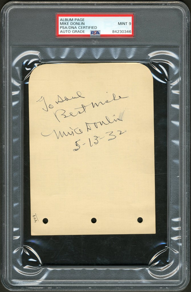 - Extremely Scarce Mike "Turkey" Donlin Signature (PSA MINT 9)