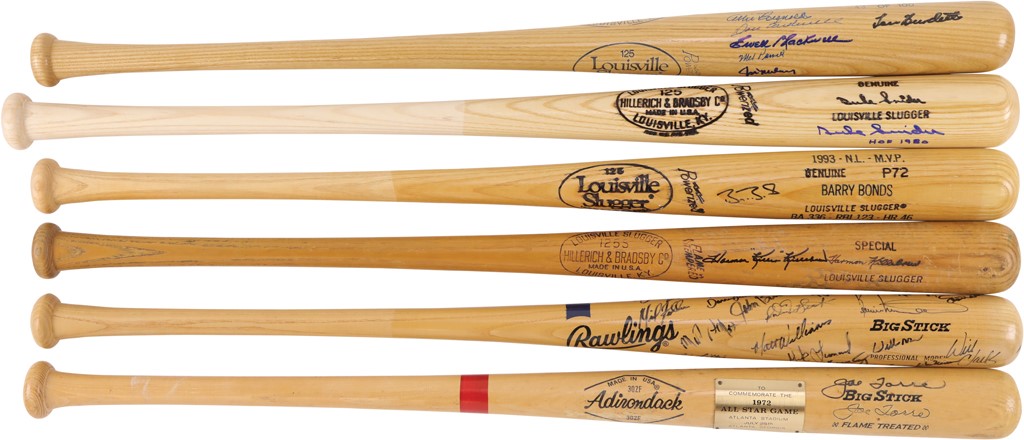 - Baseball Hall of Famers and Legends Signed Bat Collection (6)