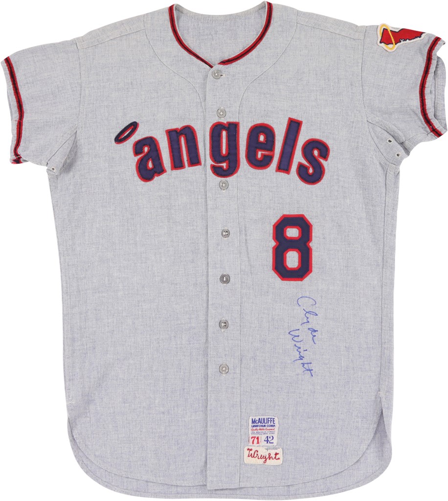 - 1971 Clyde Wright California Angels Signed Game Worn Jersey
