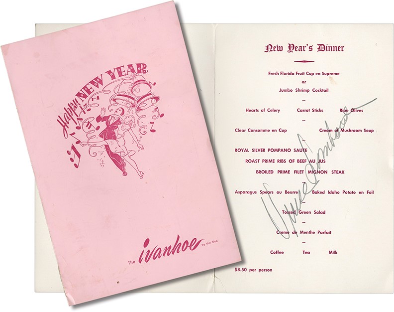 - Vince Lombardi Signed New Year's Dinner Menu (PSA)